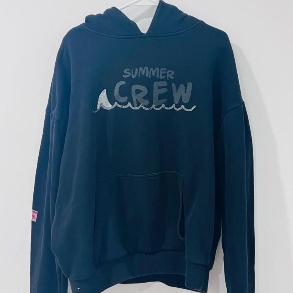 Unbranded Men's Black and Navy Hoodie